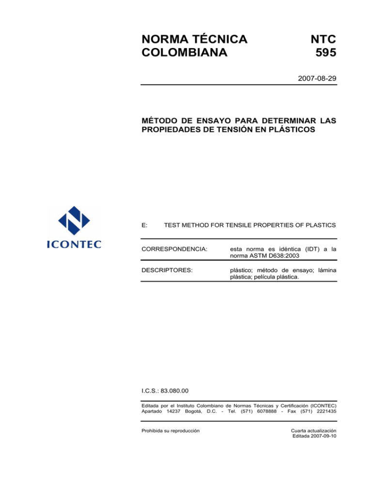 NORMA TÉCNICA NTC COLOMBIANA 595