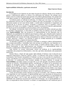 INGOBERNABILIDAD: DISFUNCION Y QUEBRANTO ESTRUCTURAL