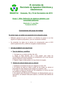 Grupo 1. SIGs: Definición de objetivos globales y por comunidad