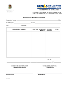 INVENTARIO DE MERCANCIA EXISTENTE