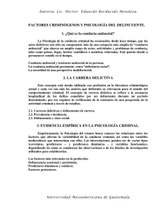Factores Criminógenos y Psicología del Delincuente