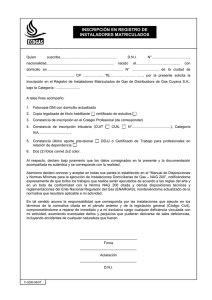 inscripción en registro de instaladores matriculados