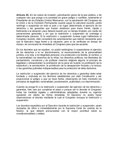 Artículo 29. En los casos de invasión, perturbación grave de la paz
