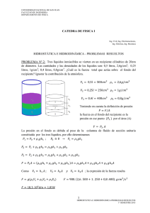 Tres líquidos inmiscibles se vierte