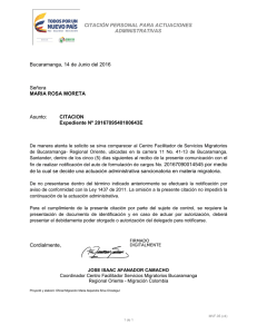 CITACIÓN PERSONAL PARA ACTUACIONES ADMINISTRATIVAS