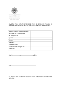 solicitud para cursar estudios de grado en educación primaria en