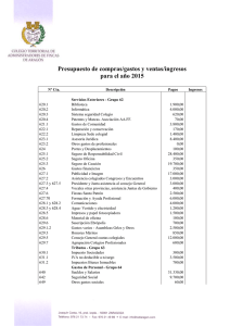 Presupuesto de compras/gastos y ventas/ingresos para el año 2015