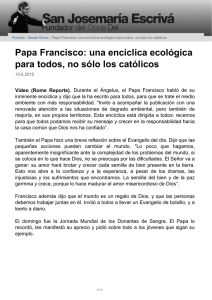 Papa Francisco: una enc  lica ecol  ica para todos, no s  o los cat  icos