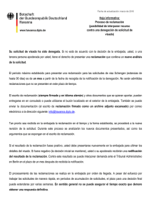 Hoja informativa: Proceso de reclamación (posibilidad de interponer