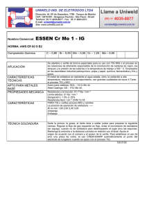 Nombre Comercial: ESSEN Cr Mo 1 - Uniweld