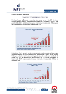 En el Año Internacional de la Quinua VOLUMEN EXPORTADO DE