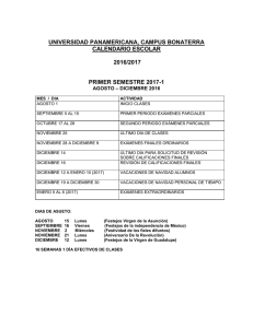 Calendario Agosto-Diciembre 2016