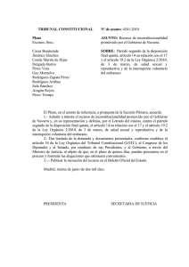 Providencia de admision del recurso del Gobierno navarro