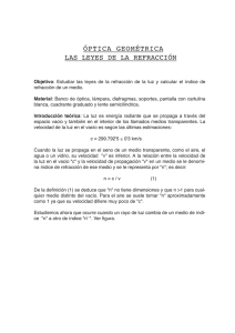 ÓPTICA GEOMÉTRICA LAS LEYES DE LA REFRACCIÓN