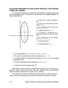 ecuación ordinaria de una elipse vertical con centro fuera del origen