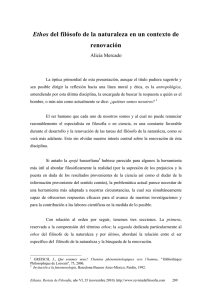 Ethos del filósofo de la naturaleza en un contexto de