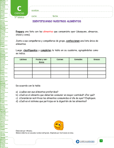 Prepara una lista con los alimentos que consumiste ayer (desayuno