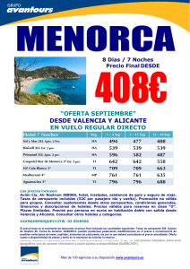 “oferta septiembre” desde valencia y alicante en vuelo regular directo