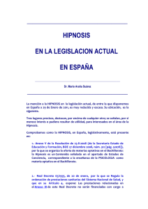 Hipnosis en la Legislación Actual en España