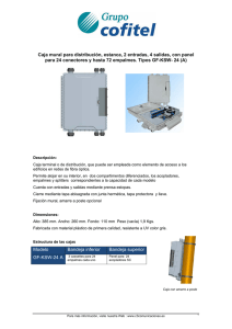 Caja mural para distribución, estanca, 2 entradas, 4 salidas, con