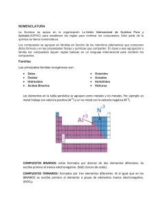 Nomenclatura Química Inorgánica: Ejercicios y Reglas