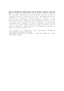 COPIA FOTOSTÁTICA CERTIFICADA POR UN NOTARIO PÚBLICO