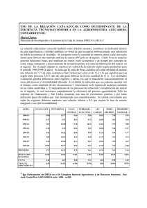Uso de la Relación Caña/Azúcar como Determinante de la