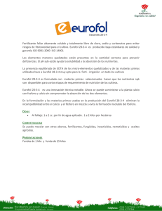 Fertilizante foliar altamente soluble y totalmente libre de cloro, sodio