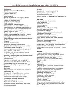 Lista de Útiles para la Escuela Primaria de Milán 2015-2016