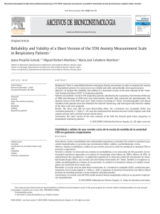 Reliability and Validity of a Short Version of the STAI Anxiety