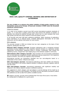 erih: aim, quality control criteria and definition of categories