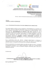 TODOS POR UN CITACIÓN PERSONAL PARA ACTUACIONES