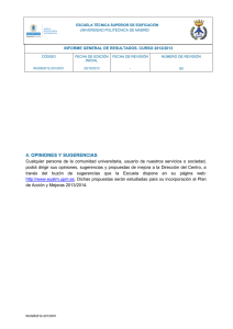 Opiniones y Sugerencias - Escuela Técnica Superior de Edificación