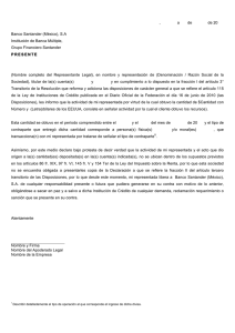 , a de de 20 Banco Santander (México), S.A Institución de Banca