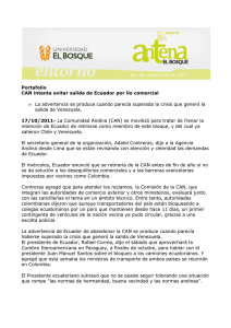 Portafolio CAN intenta evitar salida de Ecuador por lío comercial