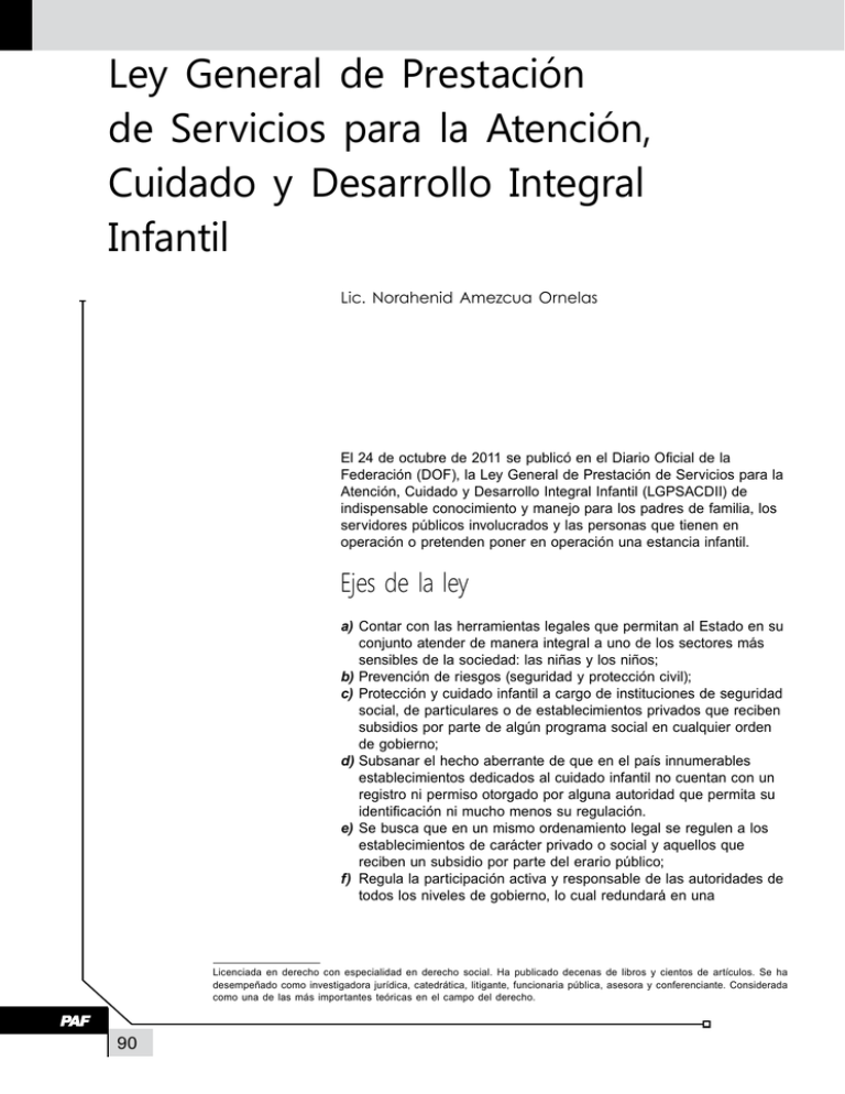 Ley General de Prestación de Servicios para la Atención, Cuidado y