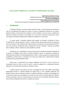 A EDUCAÇÃO AMBIENTAL, ESTUDO E INTERVENÇÃO DO MEIO