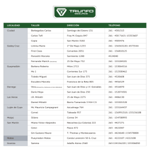 Localidad Modelo Taller Teléfono Ciudad Godoy
