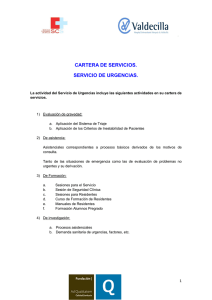 CARTERA DE SERVICIOS. SERVICIO DE URGENCIAS.