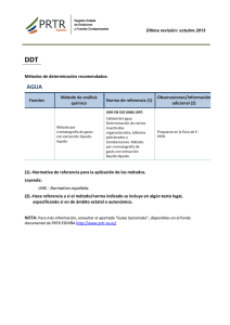 Métodos de determinación recomendados: Fuentes Método de