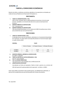 Tarifas y condiciones económicas
