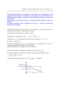 Examen de Óptica: Lentes y Formación de Imágenes
