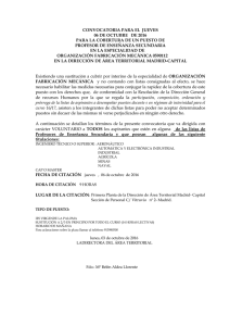CONVOCATORIA PARA EL JUEVES 06 DE OCTUBRE DE 2016