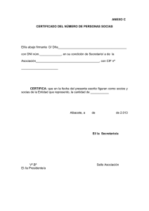 ANEXO C CERTIFICADO DEL NÚMERO DE PERSONAS SOCIAS