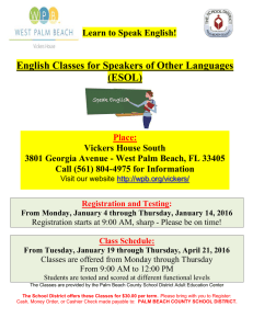 English Classes for Speakers of Other Languages (ESOL)