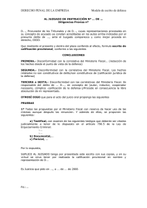 Modelo de Escrito de Defensa Penal de la Empresa