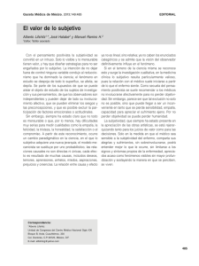 El valor de lo subjetivo - Academia Nacional de Medicina de México