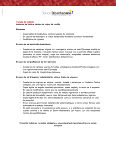 Tarjeta de Crédito - Banco Bicentenario
