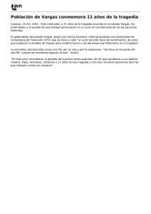 Población de Vargas conmemora 11 años de la tragedia