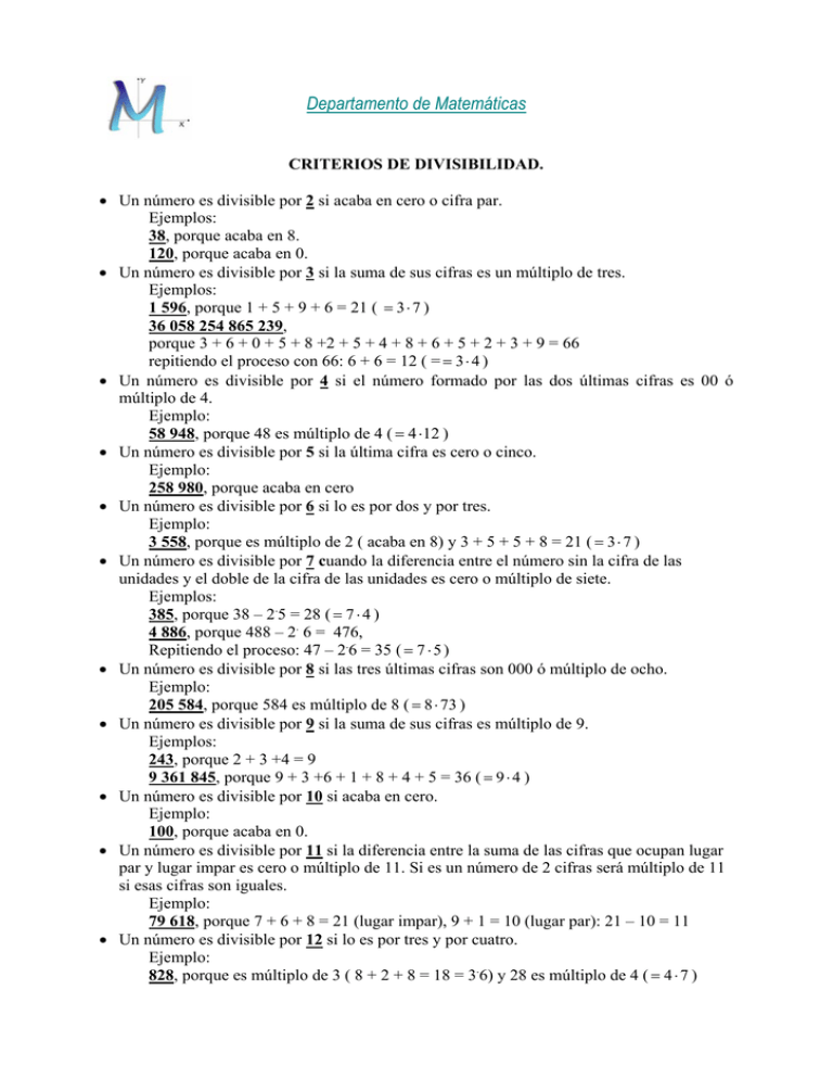 Criterios De Divisibilidad criterios-de-divisibilidad